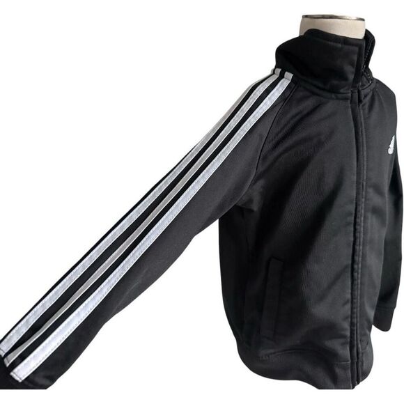 Toddler Boys Adidas Three Stripe Classic Black Full Zip Track Jacket - Sz 3T - Picture 2 of 2